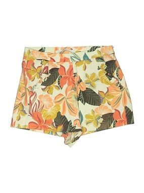 Zara Floral High-Waist Shorts - Cream, Peach, Yellow, Green